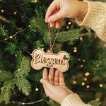 Personalizzato con osso di cane di agrifoglio in legno ornamento calza con testo e anno albero di Natale decorazione regalo di compleanno per gli amanti degli animali domestici