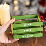 Boite à Bonbons en Bois Rouge Vert Personnalisée avec Texte Décoration de Table Cadeau d'Anniversaire Noël Famille Enfants