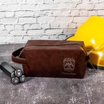 Personalized Waterproof Firefighter Helmet Axe PU Leather Toiletry Bag with Engraved Name Anniversary Birthday Gift for Men Firefighter