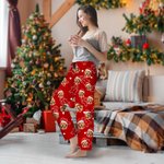 Personalized Soft Christmas Hat Dog Cat Portrait Long Pajama Pants with Pocket Drawstring Christmas Gift for Pet Lover