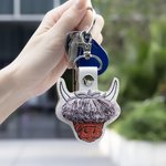 Personalisierte Stickerei Multicolor Fransen Pony Hochland Kuh Leder Schlüsselanhänger mit Namen Geburtstag Geschenk für Hochland Kuh Liebhaber
