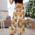 Personalized Soft Christmas Hat Dog Cat Portrait Long Pajama Pants with Pocket Drawstring Christmas Gift for Pet Lover