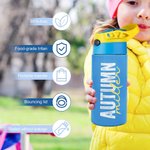 Botella de agua para niños con pajita de silicona y asa Personalizada con nombre de colores 12 oz aislada Regalo de cumpleaños de vuelta al cole para niños Niñas