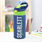 Botella de agua para niños con pajita de silicona y asa Personalizada con nombre de colores 12 oz aislada Regalo de cumpleaños de vuelta al cole para niños Niñas