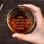 Personalized Thanks for All the Orgasms 10 oz Old Fashioned Rocks Whiskey Glass with Names Valentine's Day Anniversary Gift for Boyfriend Husband
