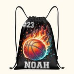 Gepersonaliseerde Fire Flame Baseball Basketball Softball Sports Ball Drawstring rugzak met naam en nummer team verjaardag Gift voor sportliefhebbers