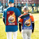 Gepersonaliseerde Fire Flame Baseball Basketball Softball Sports Ball Drawstring rugzak met naam en nummer team verjaardag Gift voor sportliefhebbers
