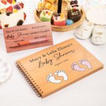 Personalized Wooden Baby Shower Guest book with Name Date Footprint Baby Shower Gift for Newborn Parent