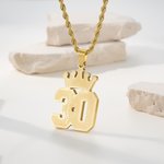 Personalizado Minilista Corona Número de la Suerte Colgante Collar con Nombre Cadena Torcida Joyería Equipo Regalo de Cumpleaños para Hombre