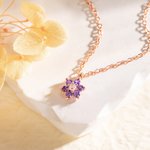 Personalized Dainty Birthstone Petals Flower Pendant Necklace Minimalist Jewelry Birthday Anniversary Gift for Women