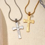 Collier Croix Personnalisée avec Texte Gravé Bijoux Religieux Baptême Cadeau de Noël pour Homme