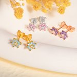 Personalizado Minimalista Flor Birthstones Stud Pendientes Cumpleaños Día de San Valentín Regalo para las mujeres