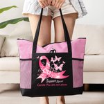 Personalized Pink Ribbon Butterfly Support Squad Large Tote Bag with Name Birthday Encouragement Gift for Breast Cancer Patient