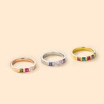 Personalized 1-6 Rectangular Birthstones Ring Family Jewelry Mother's Day Birthday Christmas Gift for Women