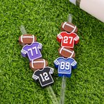 Personalized 3D Football Jersey Reusable Straw Topper Set with Number Charm Accessory for Stanley Tumbler Birthday Gift for Football Fans