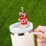 Personalized 3D Football Jersey Reusable Straw Topper Set with Number Charm Accessory for Stanley Tumbler Birthday Gift for Football Fans