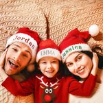 Personlig mjuk och plyschig julhatt med glitterbroderat namn Strumpbyxa Julklapp till familjen