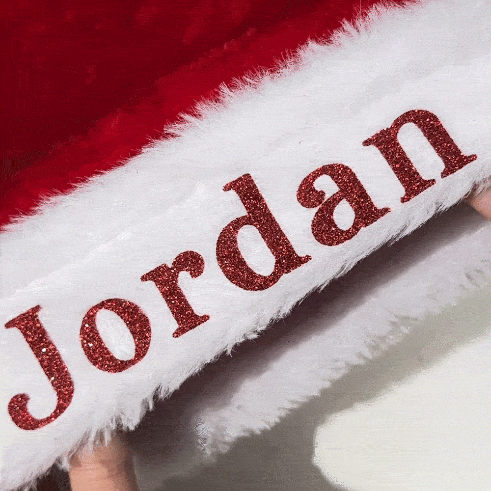 Personlig mjuk och plyschig julhatt med glitterbroderat namn Strumpbyxa Julklapp till familjen
