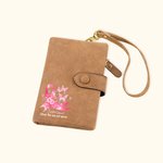 Personalized Pink Ribbon Butterfly Support Squad Leather Folded Wristlet Wallet with Name Birthday Encouragement Gift for Breast Cancer Patient