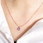 Personalized Dainty Birthstone Petals Flower Pendant Necklace Minimalist Jewelry Birthday Anniversary Gift for Women