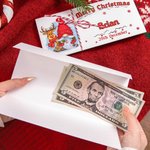 A Joyful Christmas Envelope of Surprise - Custom Christmas Money Wallet with Santa Elk Tree Design & Name, Perfect Stocking Stuffer for Kids