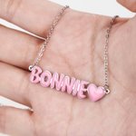 Personalised Colourful 3D Enamel Bubble Letter Name Necklace Dainty Jewellery Anniversary Birthday Gift for Women