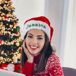 Personlig mjuk och plyschig julhatt med glitterbroderat namn Strumpbyxa Julklapp till familjen