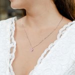 Personalized Dainty Birthstone Petals Flower Pendant Necklace Minimalist Jewelry Birthday Anniversary Gift for Women