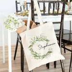 Borsa Tote in tela personalizzata con corona di fiori di nascita e nome Regalo di compleanno per la festa della mamma per le donne