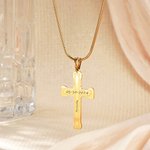 Collier Croix Personnalisée avec Texte Gravé Bijoux Religieux Baptême Cadeau de Noël pour Homme