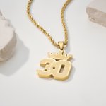 Personalizado Minilista Corona Número de la Suerte Colgante Collar con Nombre Cadena Torcida Joyería Equipo Regalo de Cumpleaños para Hombre