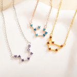 Personalized Dainty Zodiac Star Sign Pendant Necklace with Birthstones Constellation Jewelry Birthday Anniversary Gift for Women