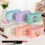 Personalized PU Leather Birth Flower Makeup Bag with Name Waterproof Travel Essentials Birthday Wedding Gift for Women Girls