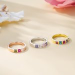 Personalized 1-6 Rectangular Birthstones Ring Family Jewelry Mother's Day Birthday Christmas Gift for Women