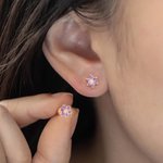 Personalizado Minimalista Flor Birthstones Stud Pendientes Cumpleaños Día de San Valentín Regalo para las mujeres