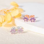 Personalizado Minimalista Flor Birthstones Stud Pendientes Cumpleaños Día de San Valentín Regalo para las mujeres
