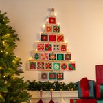 Gepersonaliseerde Uittrekbare Adventskalender in Kerstboomvorm met 24 Foto’s en LED-licht Woondecoratie Kerstalbum en Verjaardagscadeau voor Familie