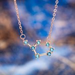 Personalized Dainty Zodiac Star Sign Pendant Necklace with Birthstones Constellation Jewelry Birthday Anniversary Gift for Women