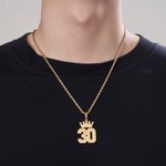 Personalizado Minilista Corona Número de la Suerte Colgante Collar con Nombre Cadena Torcida Joyería Equipo Regalo de Cumpleaños para Hombre