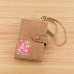 Personalized Pink Ribbon Butterfly Support Squad Leather Folded Wristlet Wallet with Name Birthday Encouragement Gift for Breast Cancer Patient