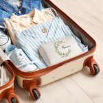 Personalized PU Leather Birth Flower Makeup Bag with Name Waterproof Travel Essentials Birthday Wedding Gift for Women Girls