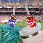 Personalized 3D Football Jersey Reusable Straw Topper Set with Number Charm Accessory for Stanley Tumbler Birthday Gift for Football Fans