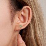 Personalizado Minimalista Flor Birthstones Stud Pendientes Cumpleaños Día de San Valentín Regalo para las mujeres