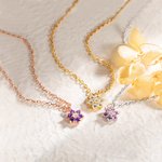 Personalized Dainty Birthstone Petals Flower Pendant Necklace Minimalist Jewelry Birthday Anniversary Gift for Women