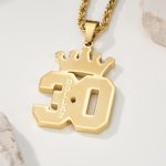 Personalizado Minilista Corona Número de la Suerte Colgante Collar con Nombre Cadena Torcida Joyería Equipo Regalo de Cumpleaños para Hombre