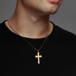 Collier Croix Personnalisée avec Texte Gravé Bijoux Religieux Baptême Cadeau de Noël pour Homme