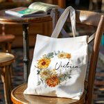 Borsa Tote in tela personalizzata con corona di fiori di nascita e nome Regalo di compleanno per la festa della mamma per le donne