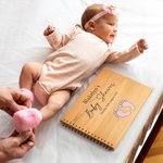 Personalized Wooden Baby Shower Guest book with Name Date Footprint Baby Shower Gift for Newborn Parent