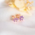Personalizado Minimalista Flor Birthstones Stud Pendientes Cumpleaños Día de San Valentín Regalo para las mujeres