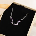 Personalized Dainty Zodiac Star Sign Pendant Necklace with Birthstones Constellation Jewelry Birthday Anniversary Gift for Women